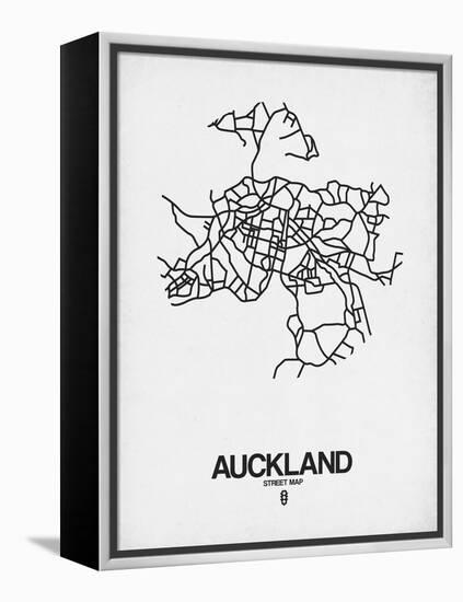 Auckland Street Map White-NaxArt-Framed Stretched Canvas