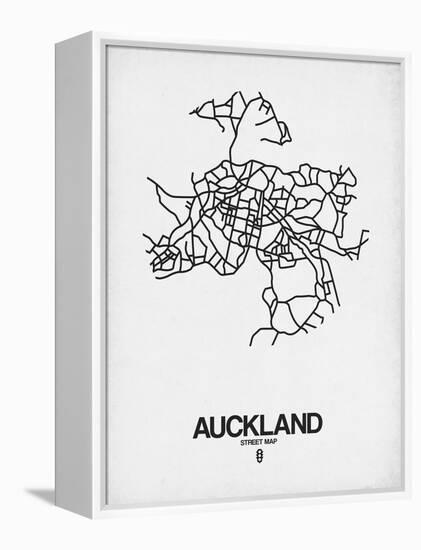 Auckland Street Map White-NaxArt-Framed Stretched Canvas