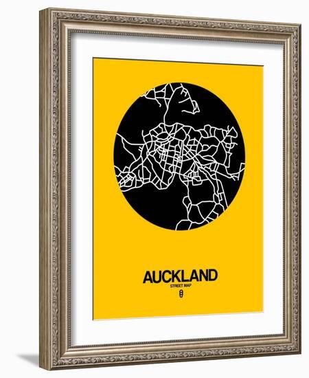 Auckland Street Map Yellow-NaxArt-Framed Art Print