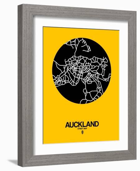 Auckland Street Map Yellow-NaxArt-Framed Art Print