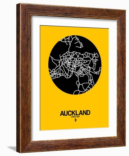 Auckland Street Map Yellow-NaxArt-Framed Art Print