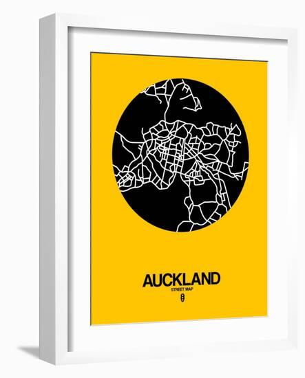 Auckland Street Map Yellow-NaxArt-Framed Art Print