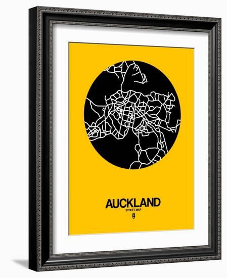 Auckland Street Map Yellow-NaxArt-Framed Art Print