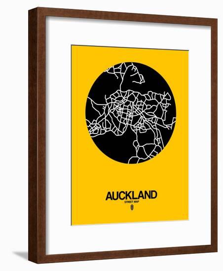 Auckland Street Map Yellow-NaxArt-Framed Art Print