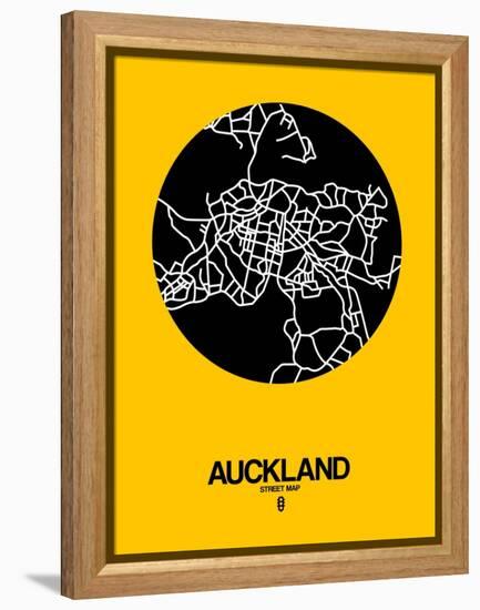 Auckland Street Map Yellow-NaxArt-Framed Stretched Canvas