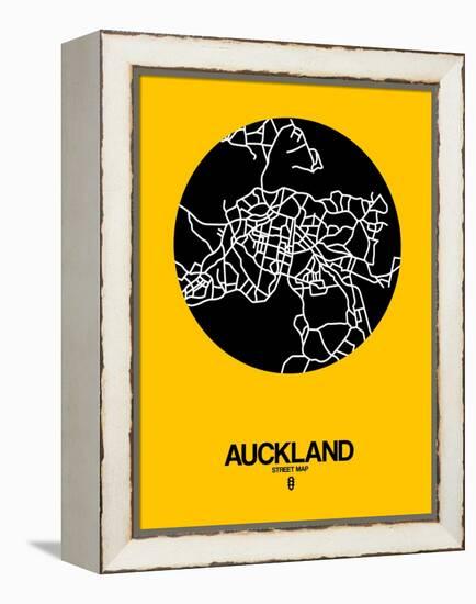 Auckland Street Map Yellow-NaxArt-Framed Stretched Canvas