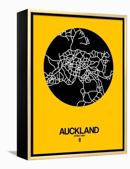 Auckland Street Map Yellow-NaxArt-Framed Stretched Canvas