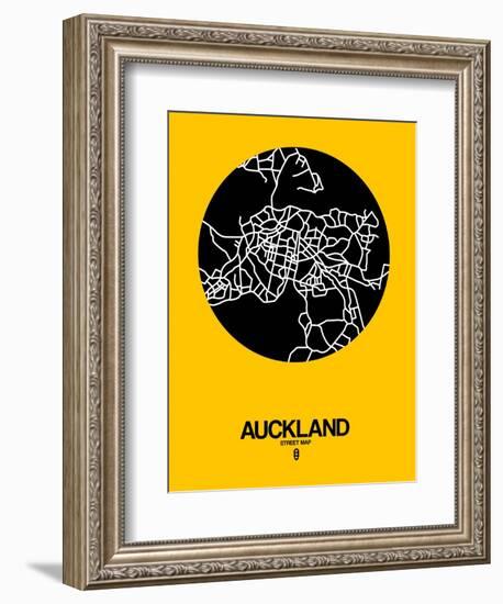 Auckland Street Map Yellow-NaxArt-Framed Art Print