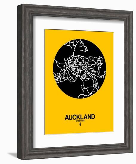 Auckland Street Map Yellow-NaxArt-Framed Art Print