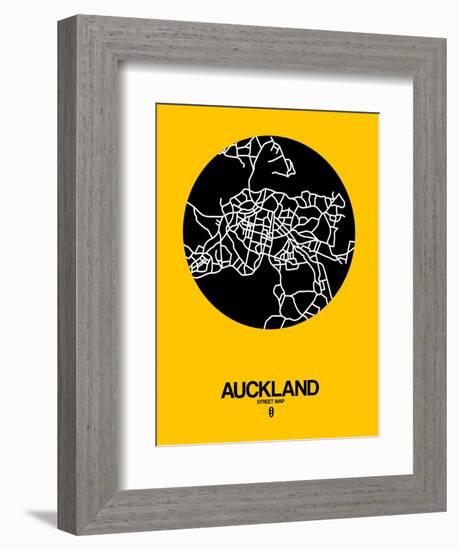 Auckland Street Map Yellow-NaxArt-Framed Art Print