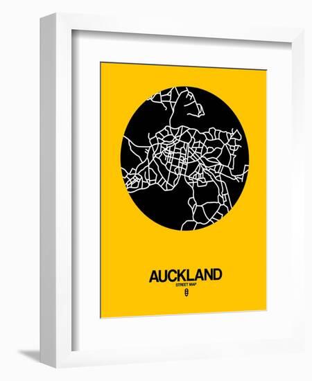 Auckland Street Map Yellow-NaxArt-Framed Art Print