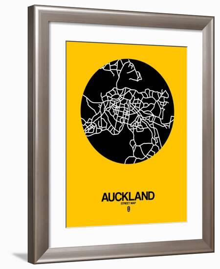 Auckland Street Map Yellow-NaxArt-Framed Art Print