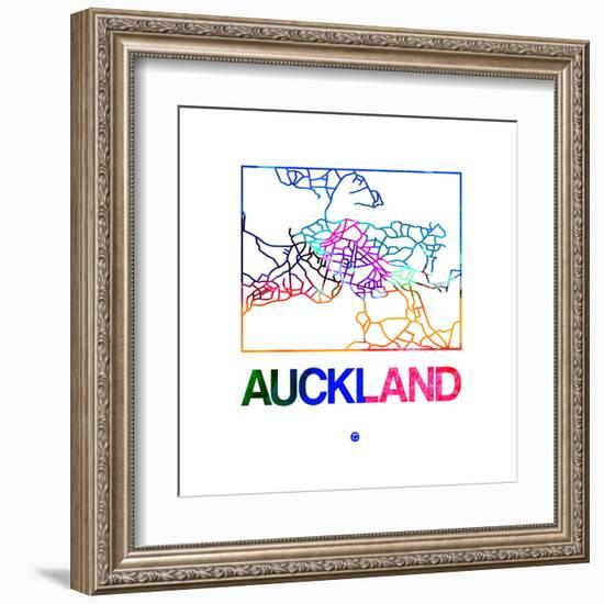 Auckland Watercolor Street Map-NaxArt-Framed Art Print