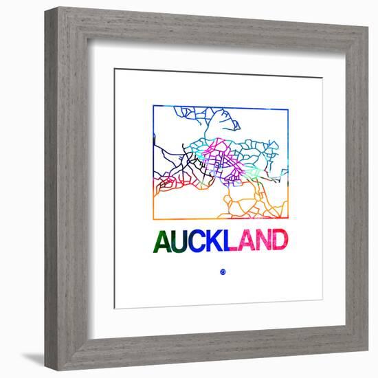 Auckland Watercolor Street Map-NaxArt-Framed Art Print