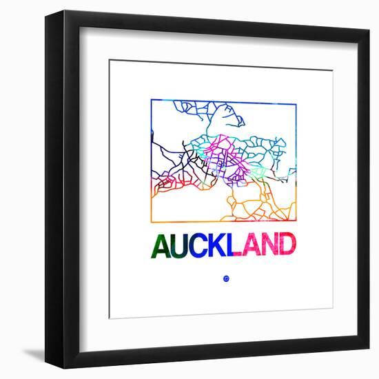 Auckland Watercolor Street Map-NaxArt-Framed Art Print