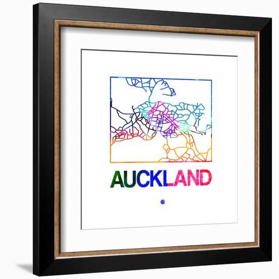 Auckland Watercolor Street Map-NaxArt-Framed Art Print