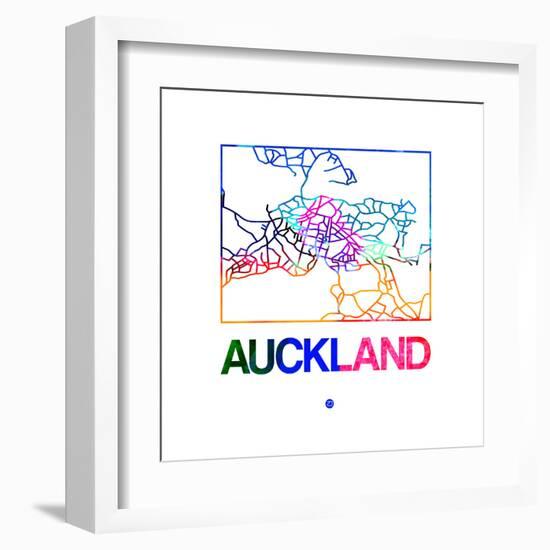 Auckland Watercolor Street Map-NaxArt-Framed Art Print