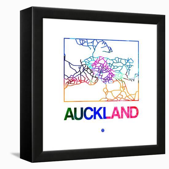 Auckland Watercolor Street Map-NaxArt-Framed Stretched Canvas