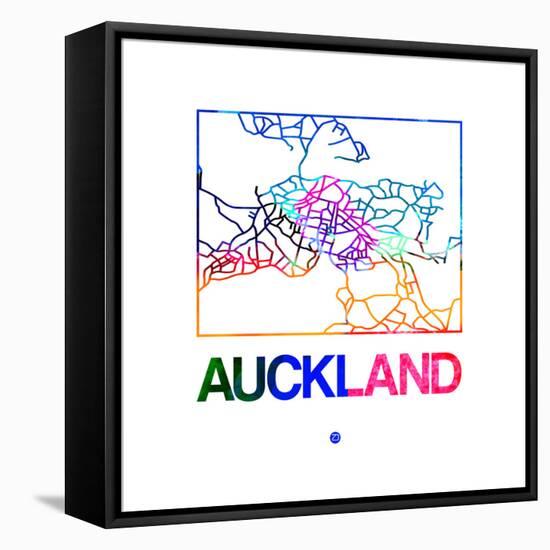 Auckland Watercolor Street Map-NaxArt-Framed Stretched Canvas