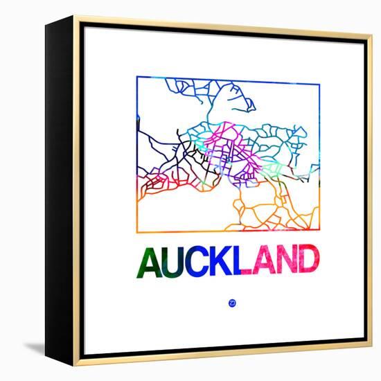 Auckland Watercolor Street Map-NaxArt-Framed Stretched Canvas