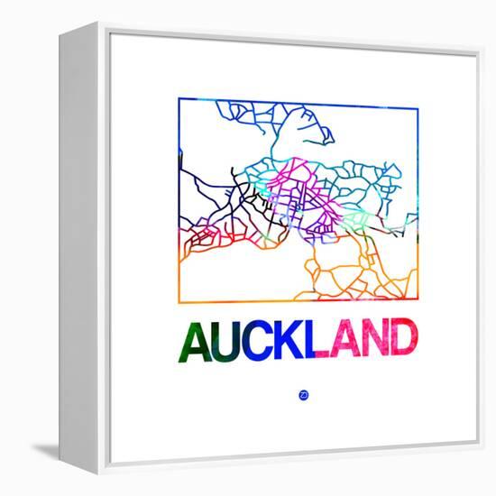Auckland Watercolor Street Map-NaxArt-Framed Stretched Canvas