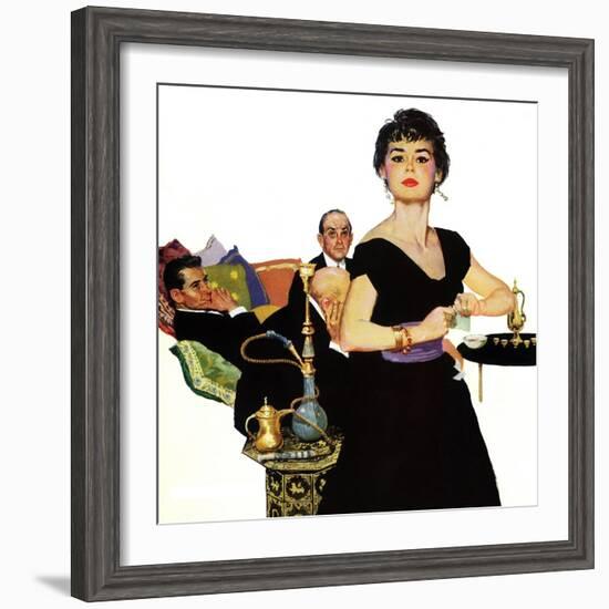 Auctioned Bride - Saturday Evening Post "Men at the Top", October 16, 1954 pg.34-Coby Whitmore-Framed Giclee Print