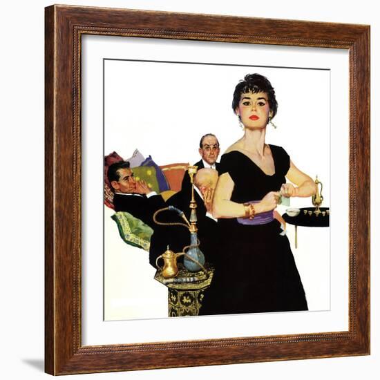 Auctioned Bride - Saturday Evening Post "Men at the Top", October 16, 1954 pg.34-Coby Whitmore-Framed Giclee Print