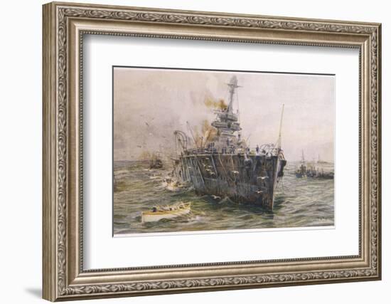 Audacious' One of the Most Powerful Members of the Allied Fleet is Sunk by a German Mine-William Lionel Wyllie-Framed Photographic Print