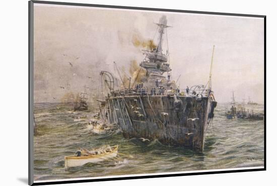 Audacious' One of the Most Powerful Members of the Allied Fleet is Sunk by a German Mine-William Lionel Wyllie-Mounted Photographic Print