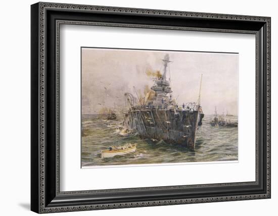 Audacious' One of the Most Powerful Members of the Allied Fleet is Sunk by a German Mine-William Lionel Wyllie-Framed Photographic Print