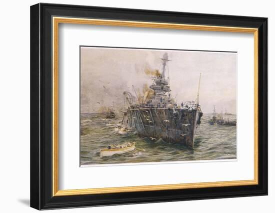 Audacious' One of the Most Powerful Members of the Allied Fleet is Sunk by a German Mine-William Lionel Wyllie-Framed Photographic Print