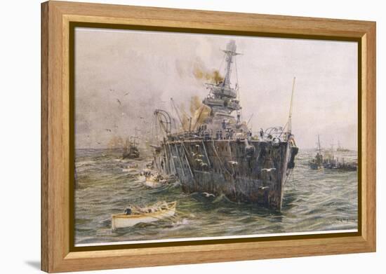 Audacious' One of the Most Powerful Members of the Allied Fleet is Sunk by a German Mine-William Lionel Wyllie-Framed Premier Image Canvas