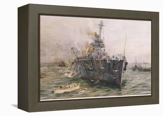 Audacious' One of the Most Powerful Members of the Allied Fleet is Sunk by a German Mine-William Lionel Wyllie-Framed Premier Image Canvas