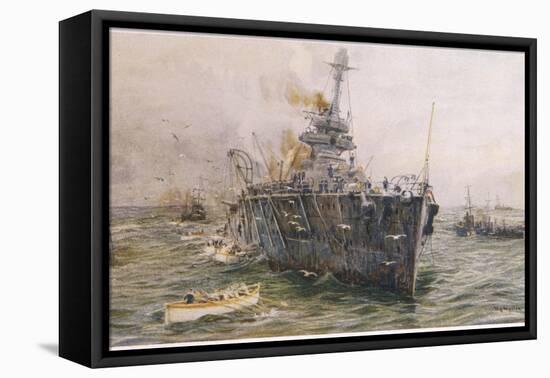 Audacious' One of the Most Powerful Members of the Allied Fleet is Sunk by a German Mine-William Lionel Wyllie-Framed Premier Image Canvas