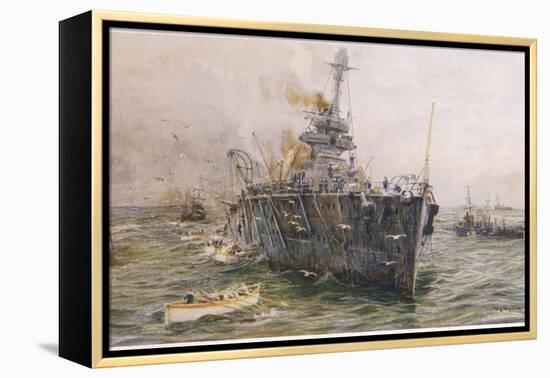 Audacious' One of the Most Powerful Members of the Allied Fleet is Sunk by a German Mine-William Lionel Wyllie-Framed Premier Image Canvas