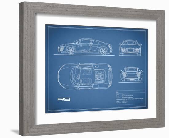 Audi R8 V10-Blue-Mark Rogan-Framed Art Print