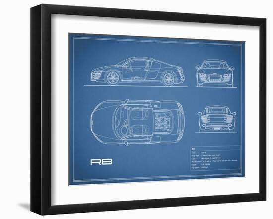 Audi R8 V10-Blue-Mark Rogan-Framed Art Print