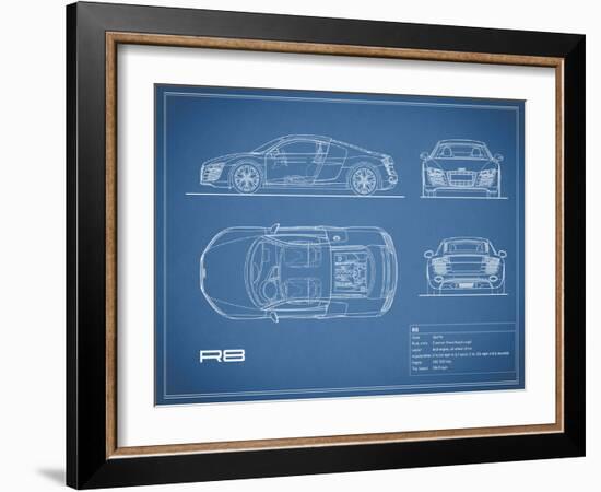 Audi R8 V10-Blue-Mark Rogan-Framed Art Print