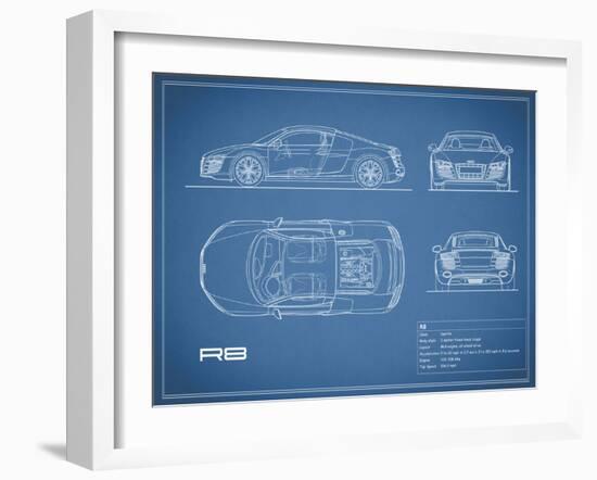 Audi R8 V10-Blue-Mark Rogan-Framed Art Print