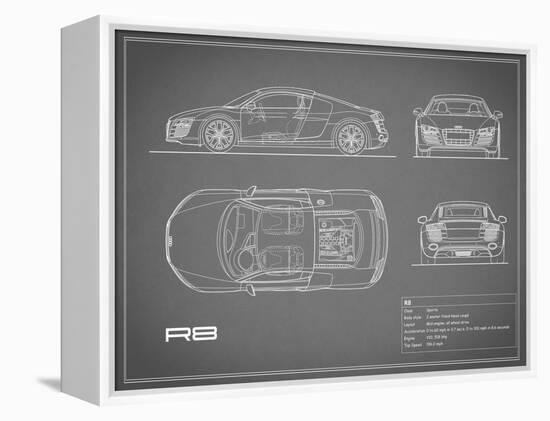 Audi R8 V10-Grey-Mark Rogan-Framed Stretched Canvas