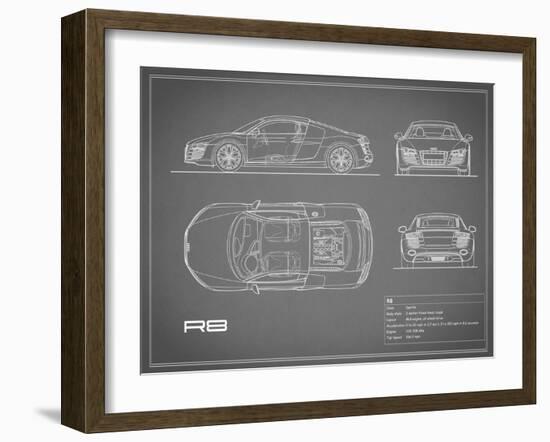 Audi R8 V10-Grey-Mark Rogan-Framed Art Print