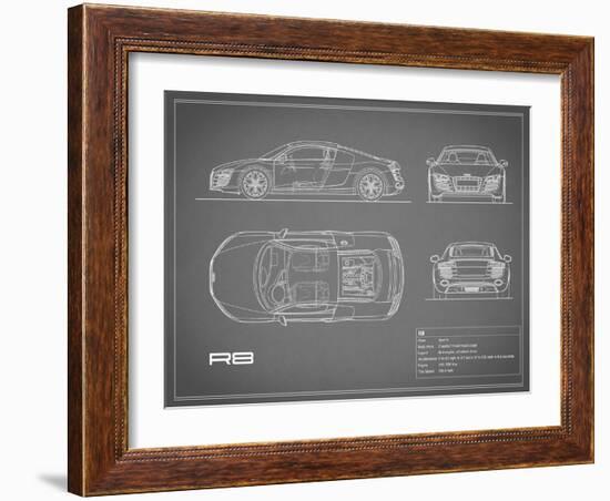 Audi R8 V10-Grey-Mark Rogan-Framed Art Print