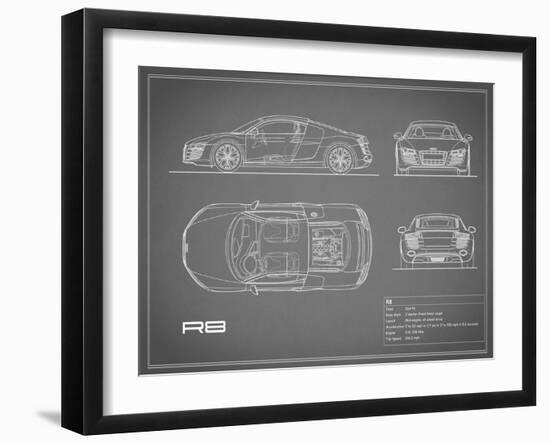 Audi R8 V10-Grey-Mark Rogan-Framed Art Print