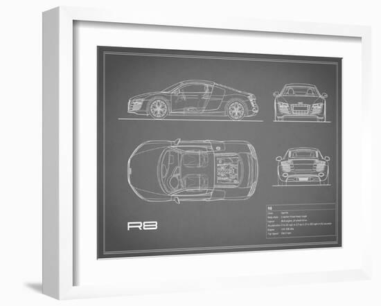 Audi R8 V10-Grey-Mark Rogan-Framed Art Print