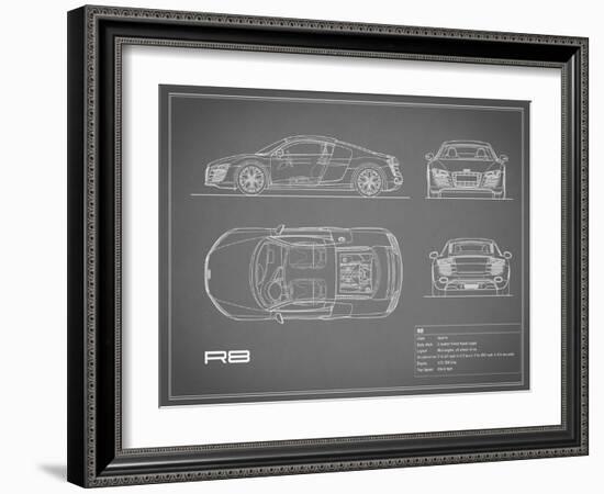 Audi R8 V10-Grey-Mark Rogan-Framed Art Print