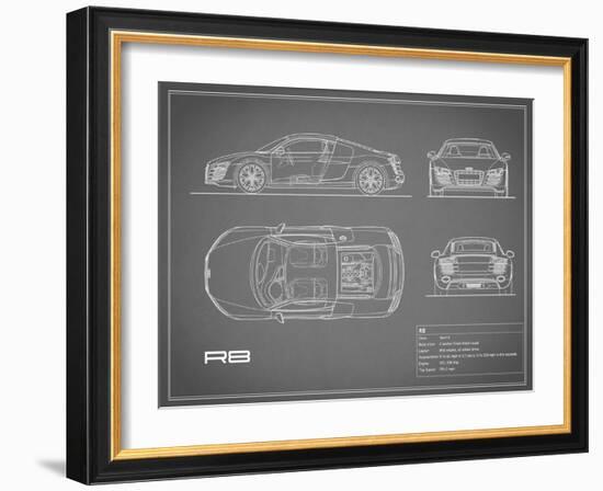 Audi R8 V10-Grey-Mark Rogan-Framed Art Print