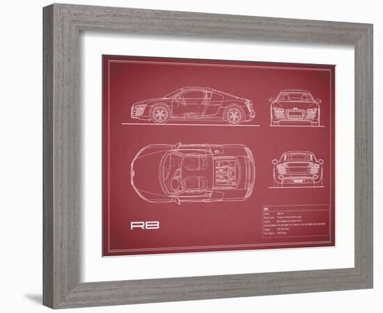 Audi R8 V10-Maroon-Mark Rogan-Framed Art Print