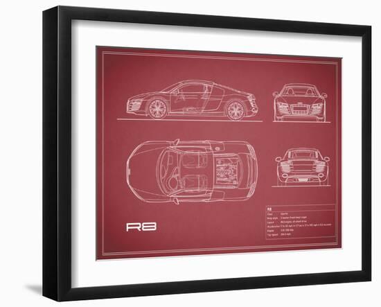 Audi R8 V10-Maroon-Mark Rogan-Framed Art Print