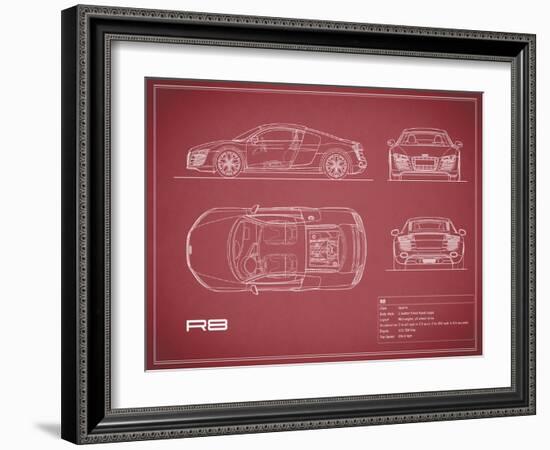 Audi R8 V10-Maroon-Mark Rogan-Framed Art Print