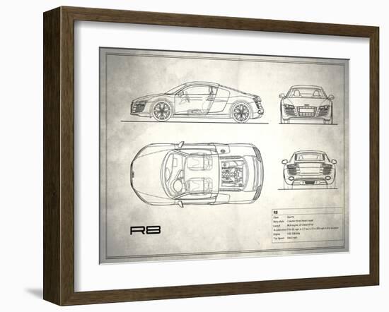 Audi R8 V10 White-Mark Rogan-Framed Art Print